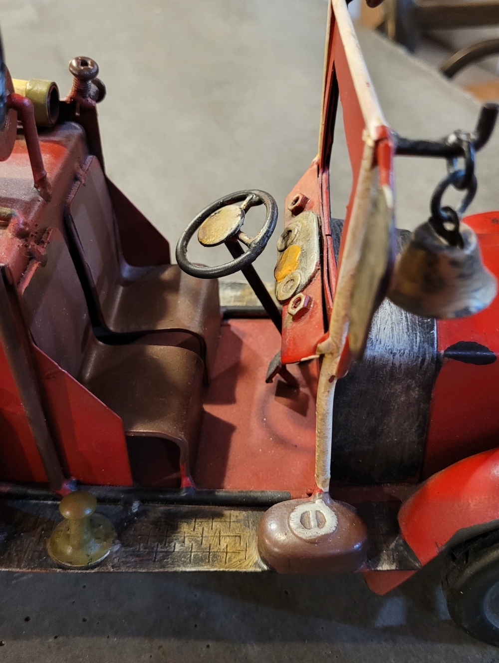 Red Fire Truck Retro Style Metal Handcrafted - Picture 7 of 13